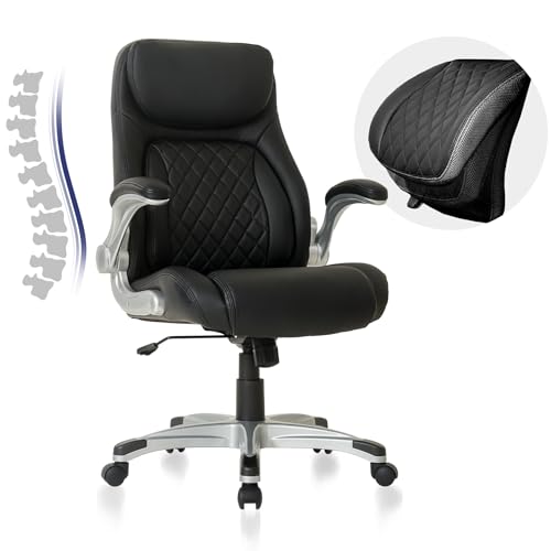 Ergonomic Office Chair Premium Leather Adjustable Lumbar Support and Armrests High Back Executive Computer Desk Chair