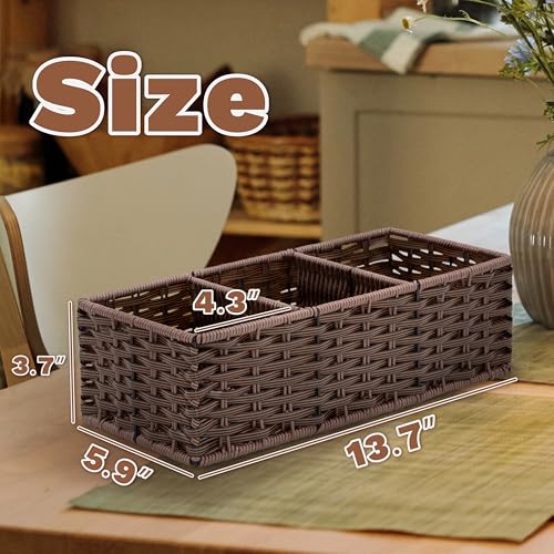 Wicker Basket with 3 Compartments
