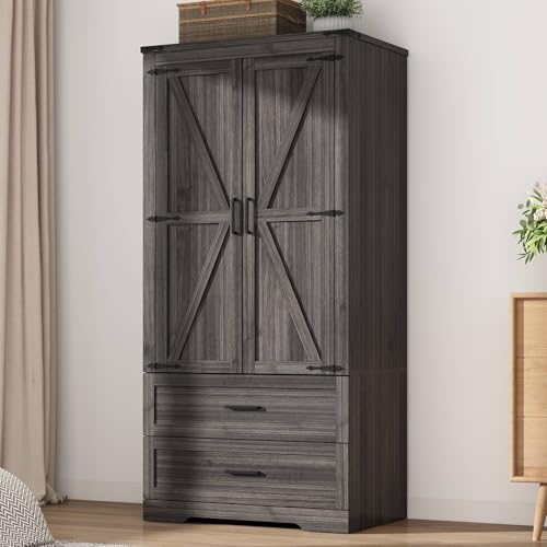 4 Doors Wardrobe Armoire Closet with Doors and Drawers