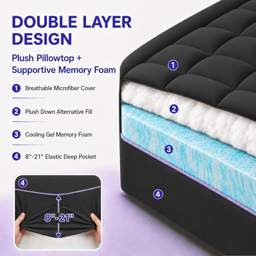 3 Inch Dual Layer Memory Foam Mattress Topper