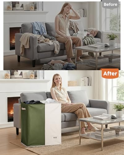 Double Laundry Hamper with Lid and Handle