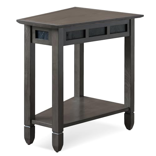 Laurent Solid Wood Recliner Wedge End Side Table with Shelf