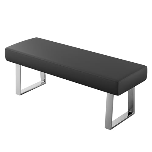 45.3" Upholstered PU Leather Bedroom Bench Footstool with Metal Legs