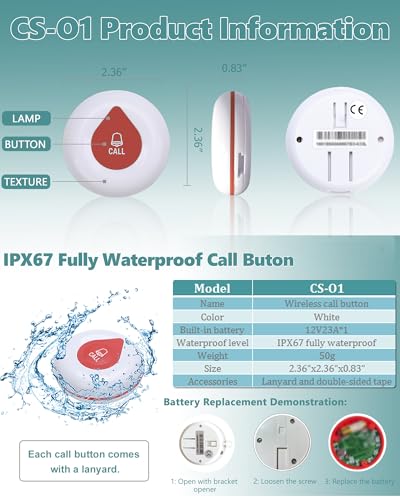 Caregiver Pager System 1200+ft Nurse Call System with Buttons