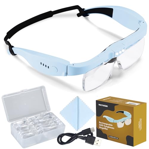 Magnifying Headset with 3 LED Lights and 5 Detachable Lenses