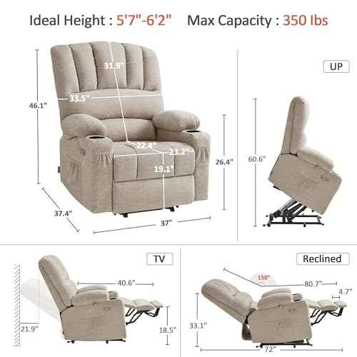 Power Lift Recliner Chair Sofa with Massage and Heat for Elderly People