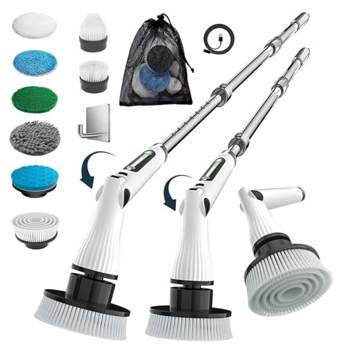 Electric Spin Scrubber Rechargeable and 8 in 1Cordless Cleaning Brush with Replaceable Brush Heads