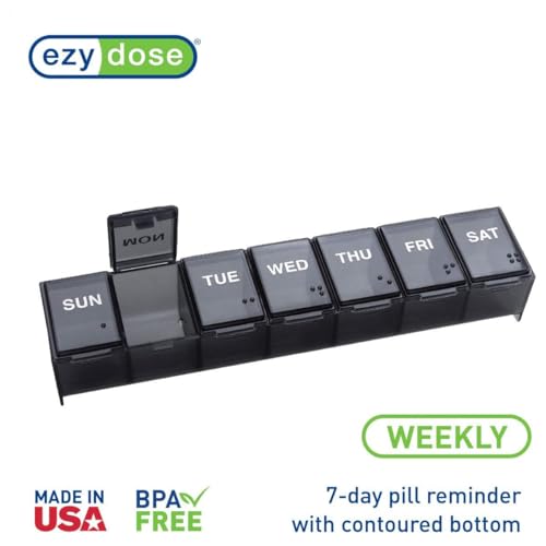 Weekly (7-Day) Pill Organizer, Vitamin Planner, and Medicine Box, Large Compartments