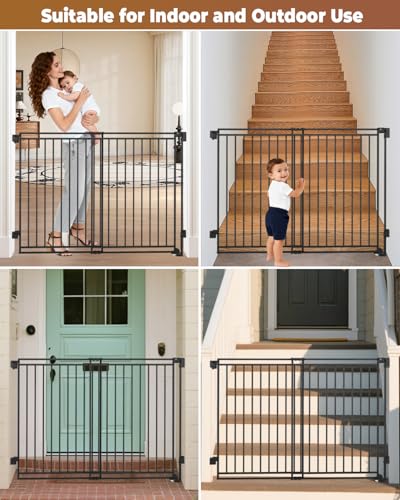 34 53" No Bottom Bar Baby Gates Dog Gate for Stairs