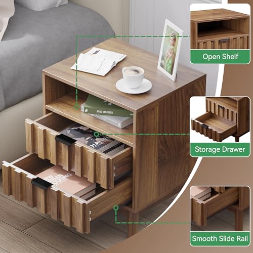 Rattan Marble Nightstand