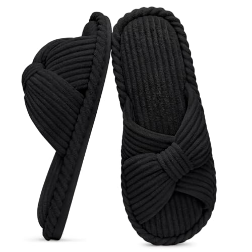 Summer House Slippers for Women Corduroy Open Toe Indoor Slippers