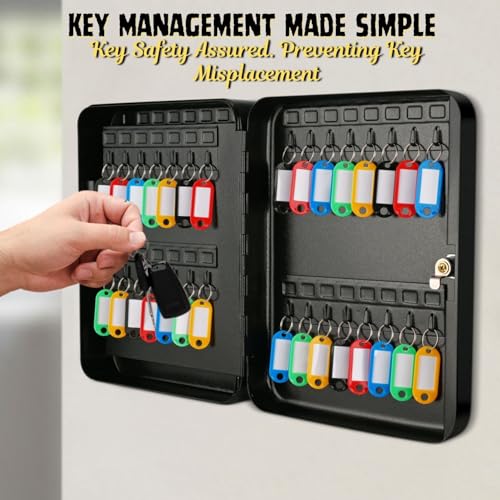 Key Cabinet Steel Box with Combination Lock with Number Tags & Hooks
