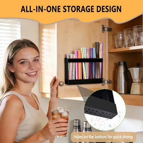 New Upgrade 9.5" Large Acrylic Straw Holder for Cabinet Door