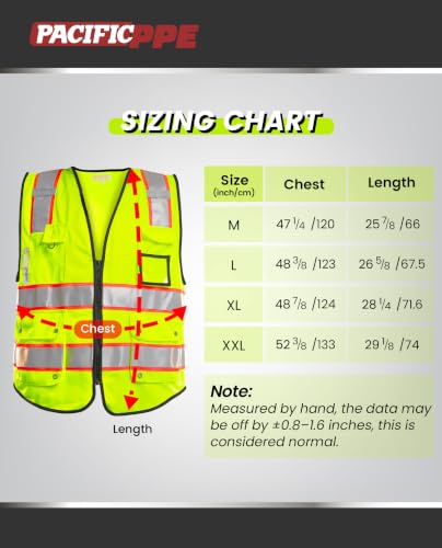 10 Pockets High Visibility Zipper Front Safety Vest with Reflective Strips