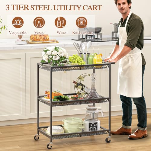3 Tier Rolling Utility Kitchen Cart
