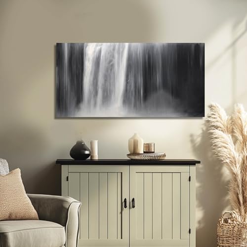 Gold Canvas Wall Art Framed Flowers Art Wave White Black Prints Waterfall Plum Blossoms Wall Decor Arts Artwork Pictures for Living Room Dining Room