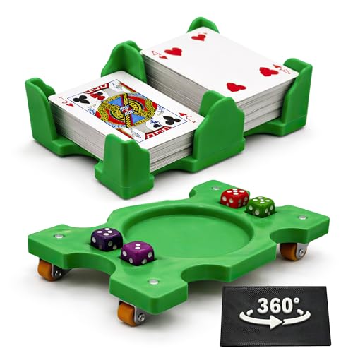 Card Holder Revolving Card Game Holder Playing Cards Tray Rotating 360° Organizes Multiple Decks for Canasta