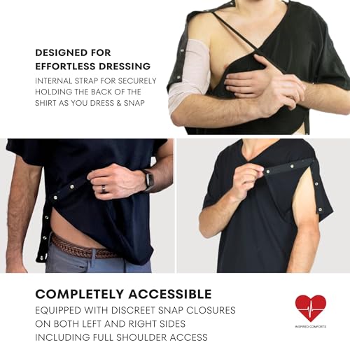 Unisex Post Surgery & Rehab V Neck Dual Access Snap Shirt