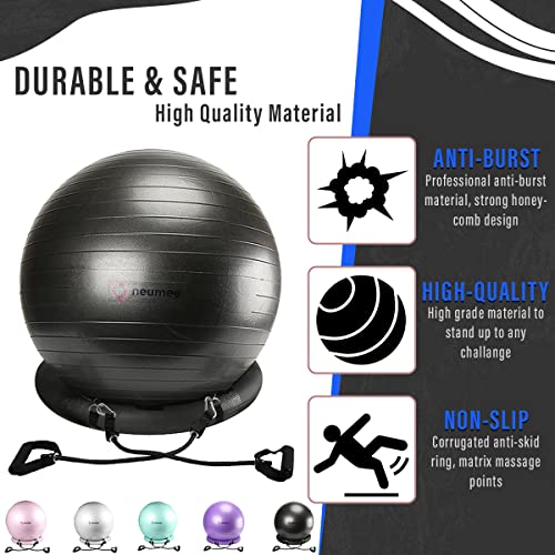 Yoga Ball Chair with 65cm Exercise Ball & 2 Resistance Bands