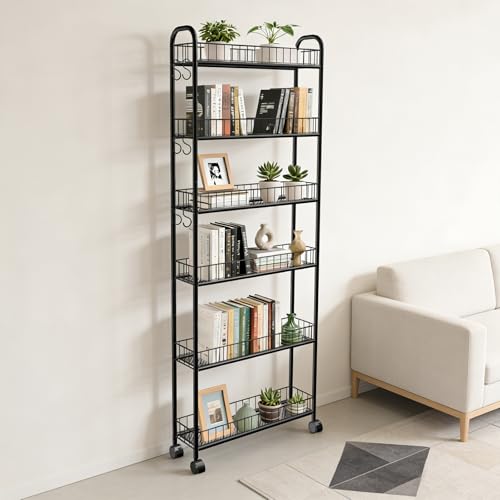 6 Tier Slim Rolling Storage Cart