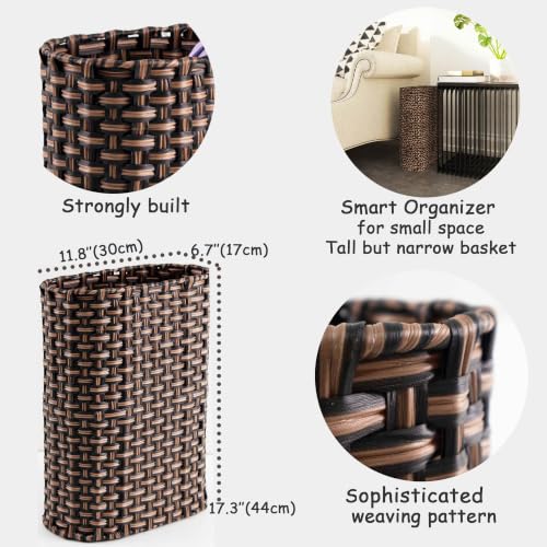Wicker Umbrella Holder Waterproof Hand Woven Umbrella Stand Basket Cane Holder Stand Indoor Outdoor Decorative Umbrella Rack for Home
