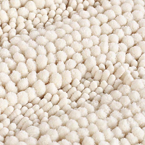 Bathroom Rugs Bath Mats Sets Super Absorbent Chenille Striped Bath Mats Non Skid Machine Wash Dry Rugs for Bathroom Floor Set of 2