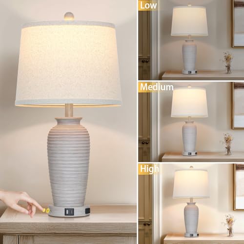 25" Farmhouse Jar Table Lamps Set og 2 Retro Farmhouse Rustic Bedside Lamp