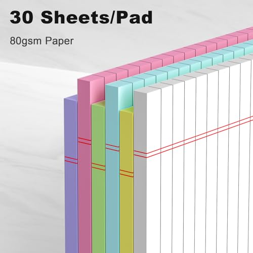 Small Note Pad 5x8 College Ruled Pink Legal Pads Paper Notepads 6 Pack Clear Print Writing Pads 5 x 8 Legal Pads Perforated Narrow Ruled Pads of Paper
