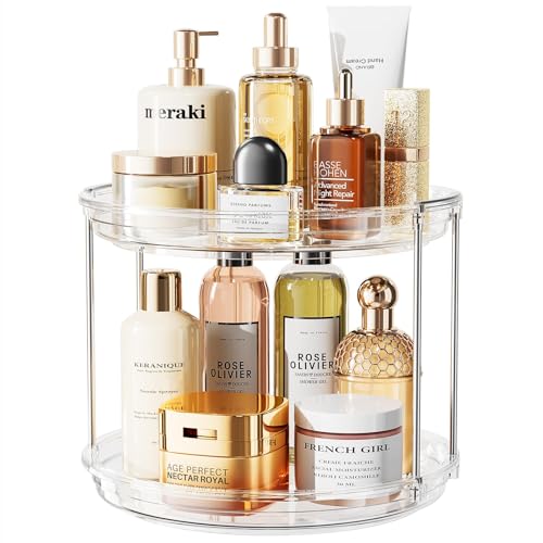 2 Tier Lazy Susan Turntable Organizer 9.25'' Rotating Spice Rack Organization for Cabinet