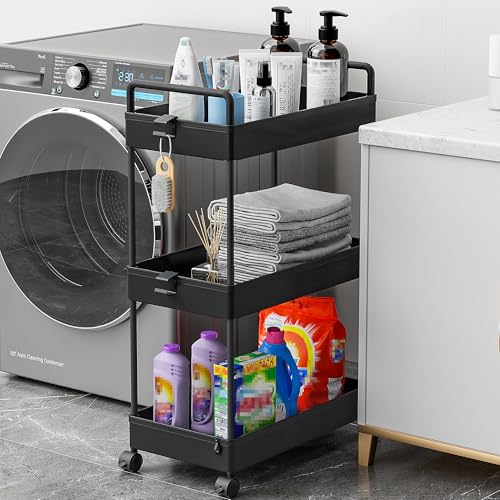 3 Tier Slim Rolling Storage Cart with Wheels Utility Organizer