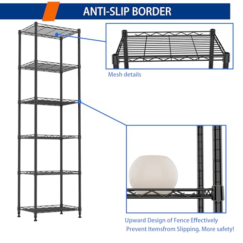 6 Wire Shelving Steel Storage Rack Adjustable Unit Shelves for Laundry Bathroom Kitchen Pantry Closet