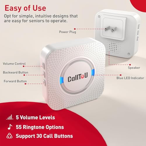 Caregiver Pager Wireless Call Button Nurse Alert System 500+ Feet for Home