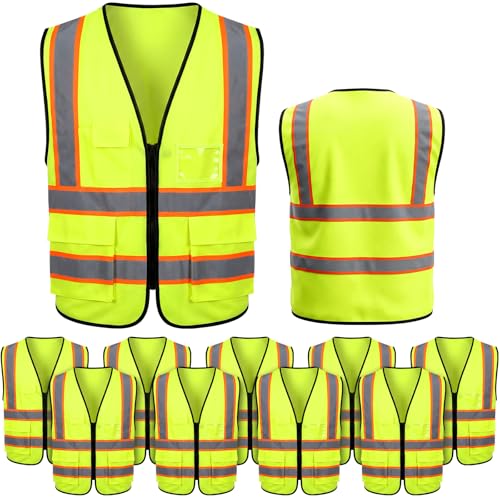 Reflective Safety Vests with Pockets and Zipper