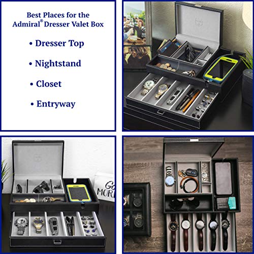 Admiral Dresser Valet Box & Mens Jewelry Box Organizer
