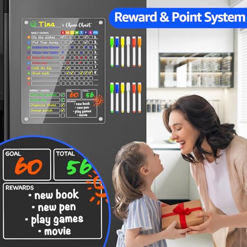 Acrylic Magnetic Chore Chart for Multiple Kids