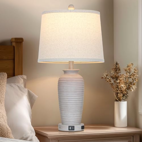 25" Farmhouse Jar Table Lamps Set og 2 Retro Farmhouse Rustic Bedside Lamp