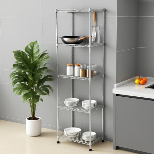 Heavy Duty Black Steel Wire Shelving NSF Certified. Adjustable Storage Rack for Kitchen