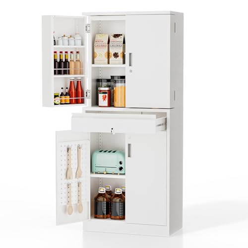 71'' Metal Kitchen Pantry Storage Cabinet with Drawer & 4 Doors