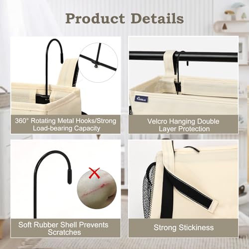 Bedside Organizer with Hook Bedside Caddy Hanging Storage Bag with Adjustable Straps and Water Bottle Holder for Home College Dorm Bunk Bed Accessories