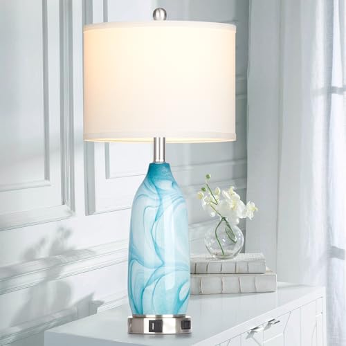 Glass Table Lamps Set of 2 White