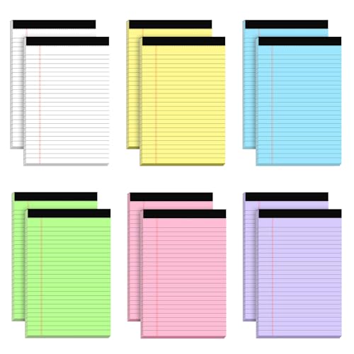 Small Note Pad 5x8 College Ruled Pink Legal Pads Paper Notepads 6 Pack Clear Print Writing Pads 5 x 8 Legal Pads Perforated Narrow Ruled Pads of Paper