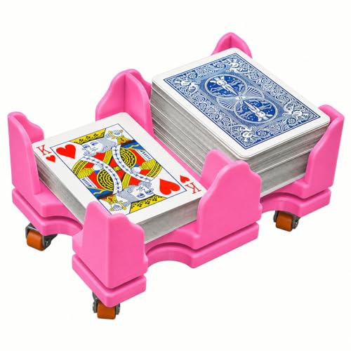 Card Holder 9 Deck Plastic Revolving Card Game Holder Playing Cards Tray Rotating 360° Organizes Multiple Decks for Canasta
