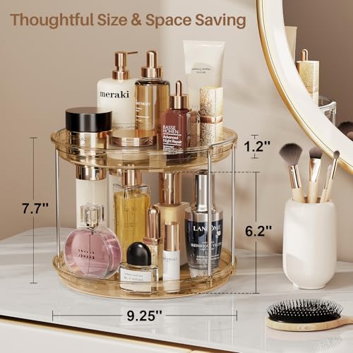 2 Tier Lazy Susan Turntable Organizer 9.25'' Rotating Spice Rack Organization for Cabinet