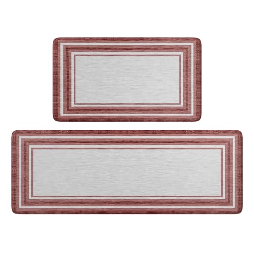 KIMDOE Boho Kitchen Rugs and Mats 2PCS Cushioned Anti Fatigue Kitchen Mat Non