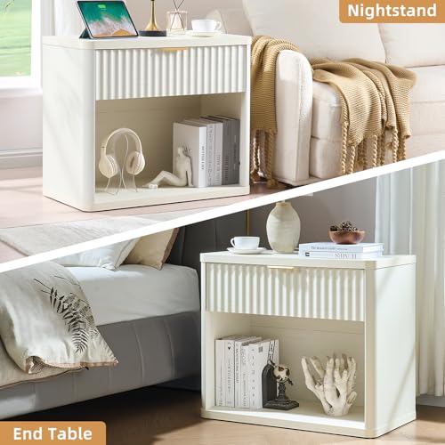 Wide Fluted Nightstand for Large Spaces