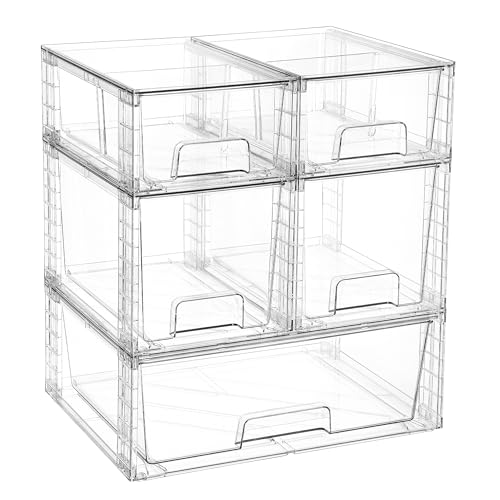 Easily Assemble Clear Storage Dawers Set