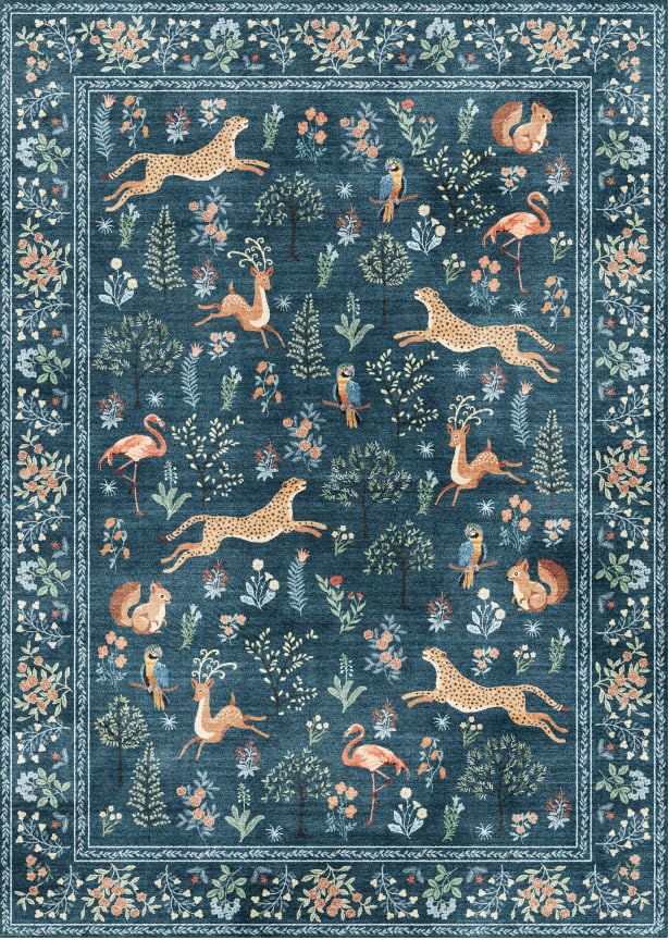 Floral Rug Black