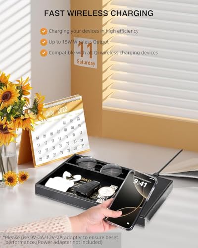 Valet Tray with Wireless Charger