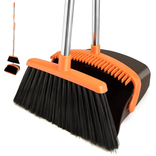 Broom and Dustpan Set with Long Handle
