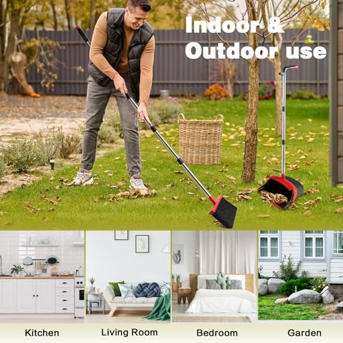 Broom and Dustpan Set with Long Handle